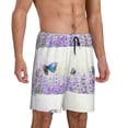 thumbnail image 2 of Balery Lavender and Butterfly Pantalones cortos de pijama de punto de algodón para hombre con cinturilla y bolsillos-3X-Large, 2 of 6