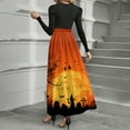 thumbnail image 5 of HAJWOH Halloween Dresses for Women Elegantes Flowy Ruffle Hem Maxi Dress Long Puff Sleeve Fall Winter Dresses with Belt Comfy Crew Neck Cotton Dresses Saffron S, 5 of 5