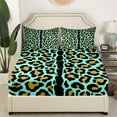 thumbnail image 2 of Animal Print Bed Sheets Cheetah Print Fitted Sheet Queen Size, Leopard Sheets Africa Safari Wildlife Bedding, Teal Brown Bed Cover Ultra Soft Decoratives 3 Pieces (Deep Pocket), 2 of 4