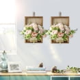thumbnail image 5 of Hodwiequ Artificial Hanging Peony Hydrangea Flowers With Wooden Frame Faux Pothos Hanging Plants For Living Room Bedroom Office Home Pink, 5 of 6