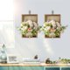 thumbnail image 5 of Decoración del hogar, decoración de habitaciones, decoración de paredes, flores artificiales de peonía y hortensia colgantes con marco de madera, plantas colgantes de potos artificiales para sala de e, 5 of 6