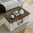 thumbnail image 4 of DEALTOPS Rustic Farmhouse Coffee Table with Sliding Barn Doors, Modern Accent Furniture, Antique White, 4 of 8