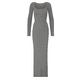 thumbnail image 5 of VISgogo Mujer Vestido Primavera, Manga Larga Color Liso Cuello Cuadrado Vestido Ajustado, Damas Otoño/Invierno Elástico Largo Una Pieza VISgogo  moda, 5 of 6