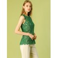 thumbnail image 4 of Blusa Sin Mangas De Encaje Con Forro Ojo De Cerradura Allegra K Para Mujeres Verde XS, 4 of 7