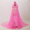 thumbnail image 2 of Htigea Adult and Kids Hooded Cloaks Sheer Floor Length Cape with Rhinestones Fashion Holiday Party Cloak Pink M, 2 of 5