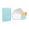 thumbnail image 1 of Carpeta con cremallera, carpeta transparente, sobres, cuaderno, papel A6, cuero sintético, oficina Azul, 1 of 9