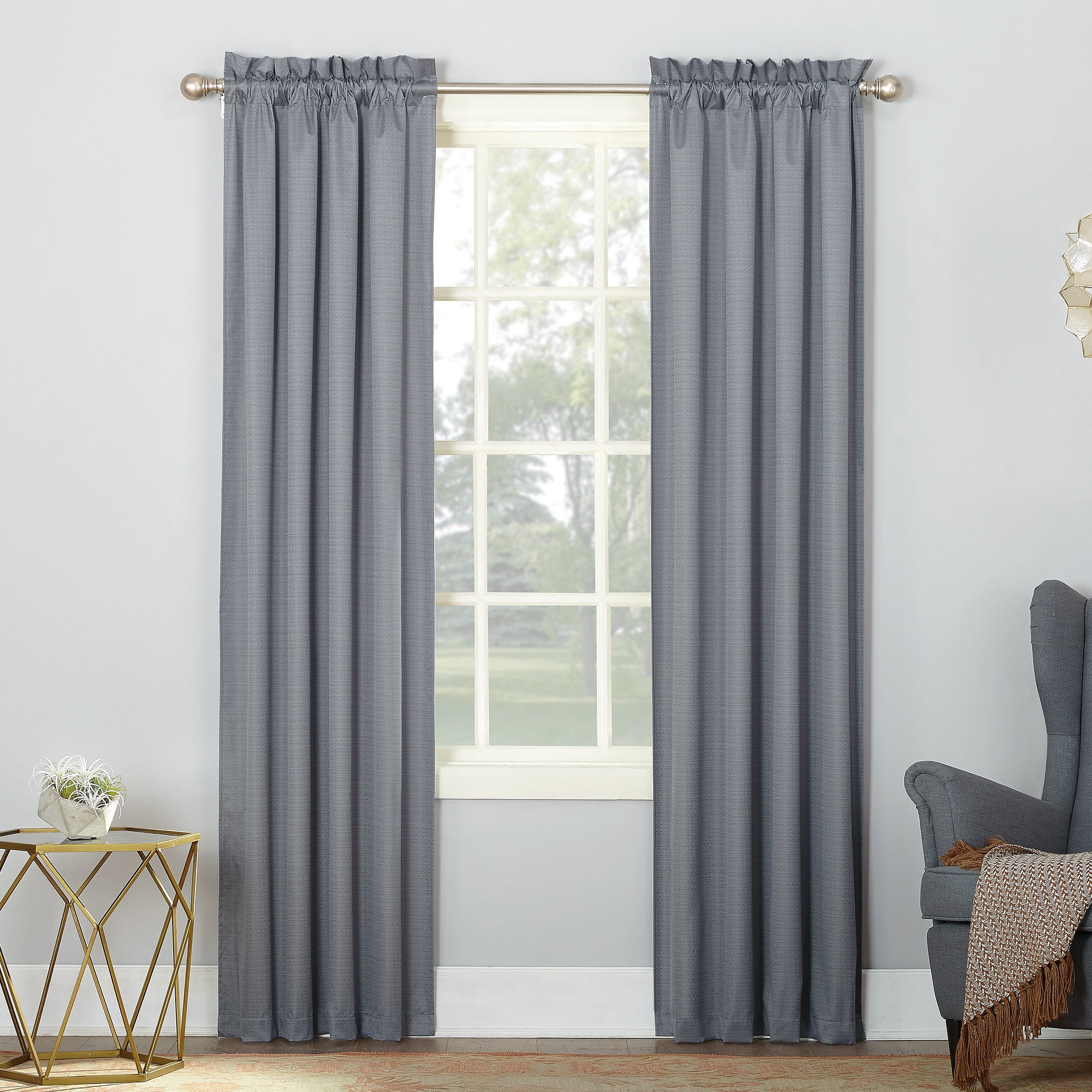 Sun Zero Riku 2 Pack Thermal Insulated Room Darkening Rod Pocket Curtain Panel Pair Walmart Com Walmart Com