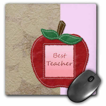 3dRose Best Teacher Apple Art - Fun Fruits, Mouse Pad, 8 by 8