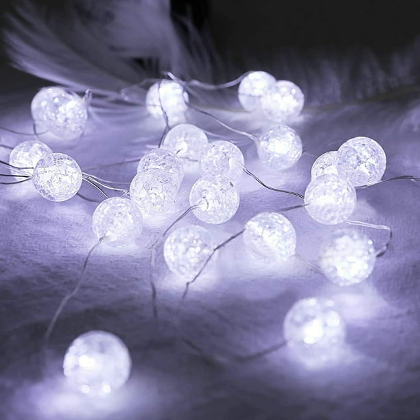 String Lights Crystal Crackle Ball Lights Indoor Outdoor Led