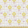 thumbnail image 1 of Cartoon Sofa Upholstery Fabric by the Yard, Ornamental Smiling Lion Faces on Nautical Art Theme Background, Decorative Fabric for DIY and Home Accents, White Mustard and Pale Pink by Ambesonne, 1 of 5