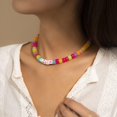 thumbnail image 4 of Boho Smiley Collares De Cuentas En Capas Con Pulsera De Hebra, Cara Sonriente Estrellas Frutas Flores Cuentas En Forma De Corazón Collar Apilable De Perlas Tobillera Para, 4 of 5