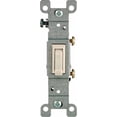 thumbnail image 1 of Interruptor Leviton de 15 A, unipolar, AC, silencioso, luz almendra, 1 of 1