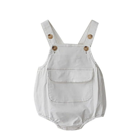 

ZMHEGW Baby Girls Boys Solid Pocket Summer Autumn Sleeveless Romper Bodysuit Clothes Baby Summer Autumn Clothing