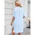 thumbnail image 6 of Deago Women's Short Sleeve V Neck Button Down Shirt Dresses Casual Loose Summer Dress Swimsuit Cover Up (Blue, S), 6 of 8