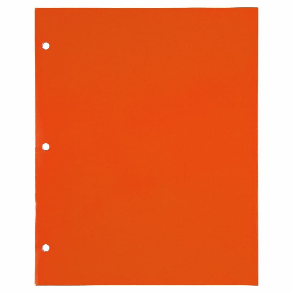 JAM Paper Laminated Two Pocket Glossy 3 Hole Punch School Folders, Orange, 3/Pack