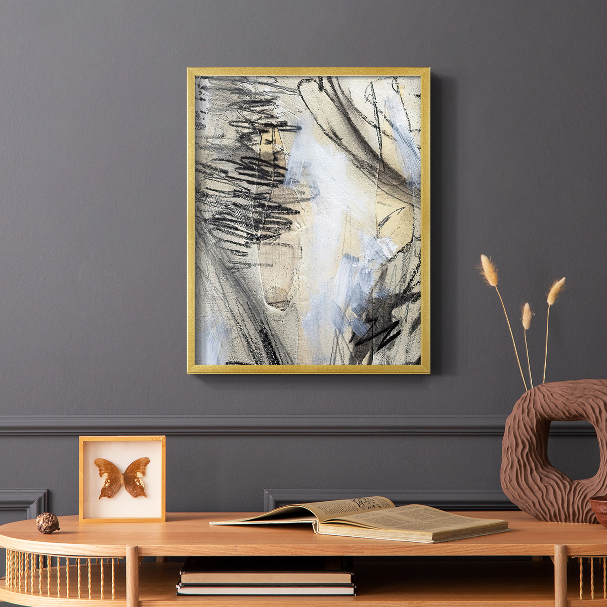 Masked Notes VI Framed Print in Gold Solid Wood Framed Print No Nail Hanging