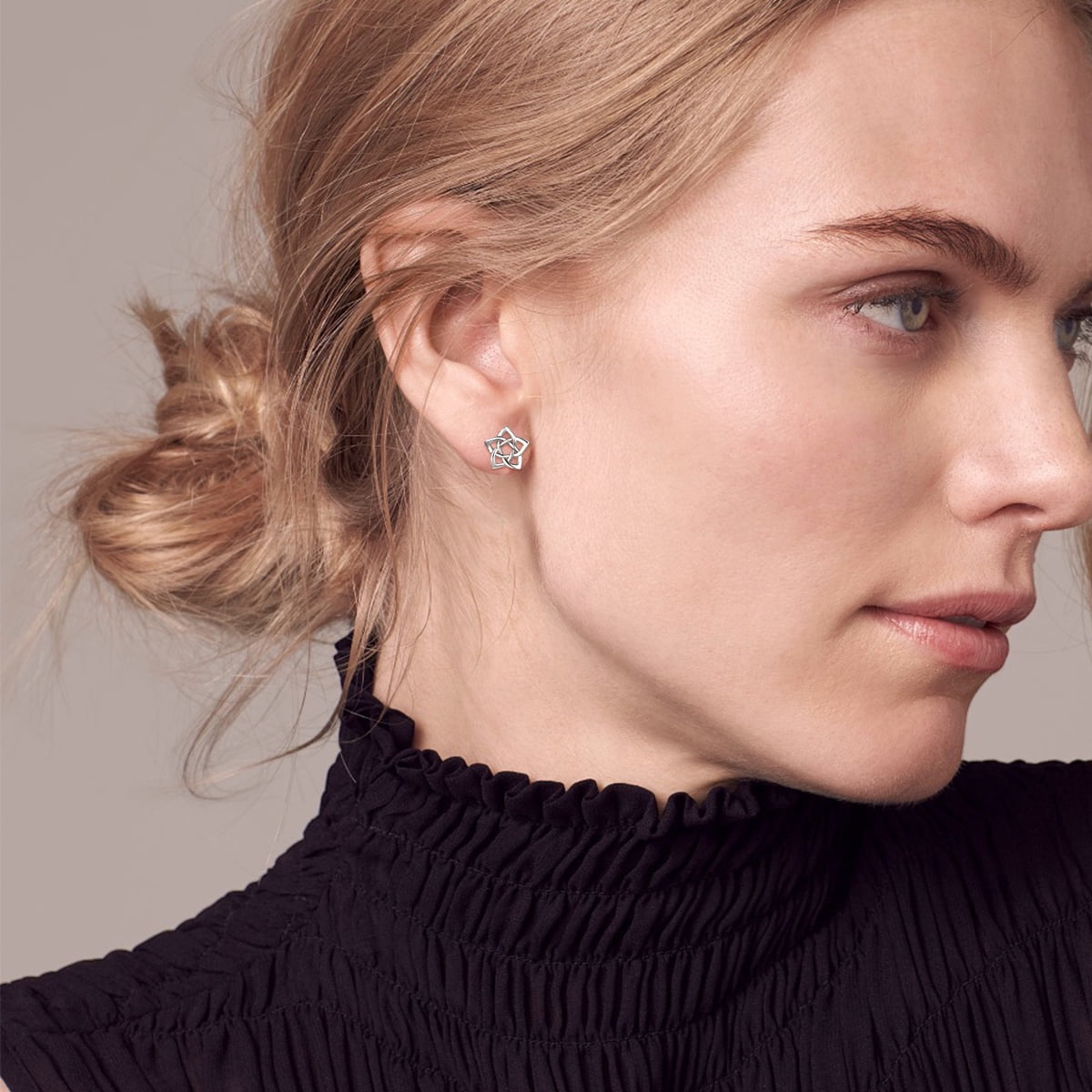 ChicSilver 925 Sterling Silver Stud Earrings Pentagram Earrings Knot Earrings for Women Small Stud Earring Tiny Delicate Star Studs Earring
