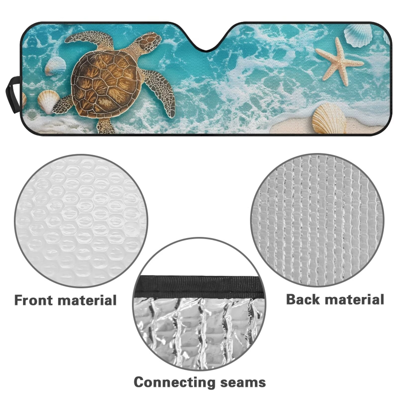 HUIACONG Beach Sea Turtle Front Windshield Sunshade Fit for Jeep Wrangler JL/JLU 2018-2024 & Jeep Gladiator JT 2020-2024, 240TShade Sun Visor Protector Blocks UV Rays Keep Vehicle Cooler