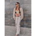 thumbnail image 5 of HH TRAF Pantalones casuales con estampado de metal y cintura elástica para mujer Y2K, pantalones de pierna ancha y cintura alta, pantalones rectos sueltos a la moda, 5 of 5