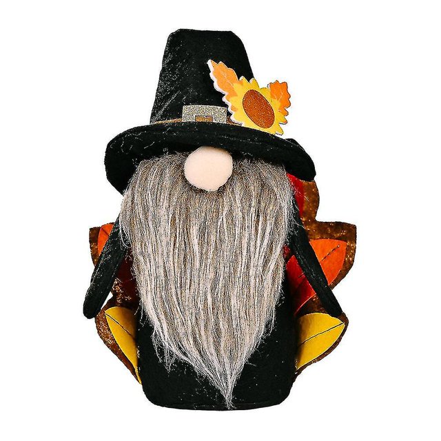 Thanksgiving Plush Gnome, Fall Plush Elf Doll Ornament, Large Handmade Elf Figurine Decor For Thanksgiving Autumn Desktop Ornament1pcsblack
