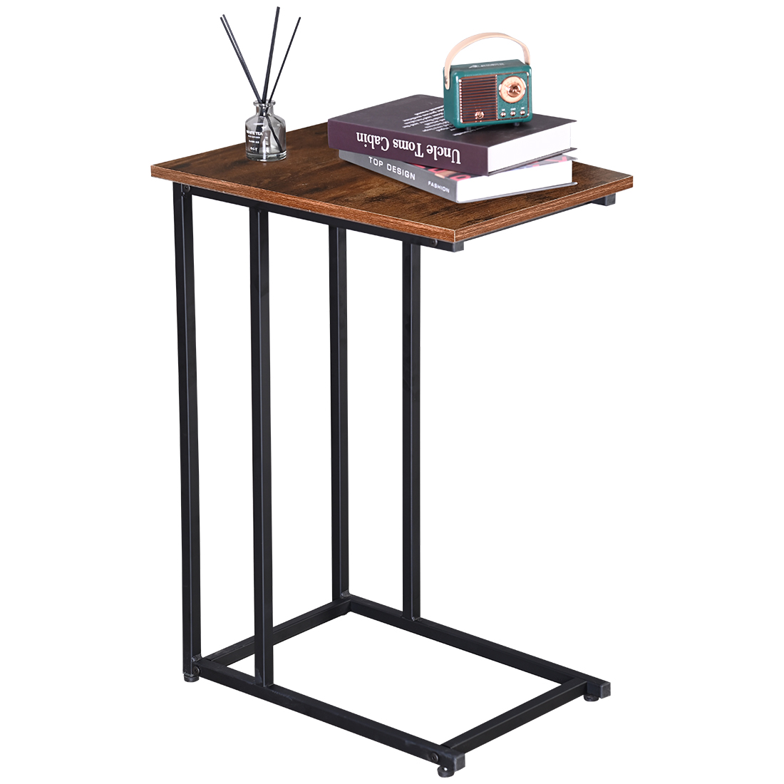 Side Table, C Shaped End Table for Sofa, Couch and Bed, Large Desktop C