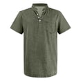 thumbnail image 4 of Lumtrix Distressed Henley Shirts for Men Short Sleeve T Shirts Vintage Relaxed Fit Retro Wash Tops with Pocket Army Green 4XL, 4 of 5