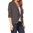 thumbnail image 2 of Women's Casual Office Open Draped Front Blazer Jacket with 3/4 Sleeves S-3XL, 2 of 4