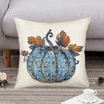 thumbnail image 3 of Pumpkin Fall Decorative Pillow Covers 18x18 Inch Blue Pumpkin and Maple Leaves Autumn Harvest Throw Pillow Covers Farmhouse Thanksgiving Outdoor Pillows Case for Home Couch, 3 of 5