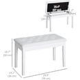 thumbnail image 2 of Favory Piano Bench, Duet Piano Chair with Faux Leather Padded Cushion and Wooden Frame, Button Tufted Keyboard Bench, White, 2 of 11
