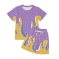 thumbnail image 3 of Conairie Clothing Set Two Piece for Girls Regular Fit Short Sleeve T Shirt and Shorts Kids Cute Color Block Lightweight Classic Basic Outfit Set with Pocket Purple 6-7 Y, 3 of 3