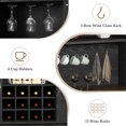 thumbnail image 4 of DreamCurship 55'' Farmhouse Coffee Bar Cabinet with 3-Tier Storage Hutch, Kitchen Storage Cabinet with 12 Wine Racks & 6 Hooks, Hutch Cabinet with Adjustable Shelf for Kitchen Dining Room, Black, 4 of 9