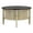 30" Round-Beige + Espresso, variant on Vintage Round Coffee Table with Sliding Door, Antique Accent Table for Small Space Bedroom Living Room