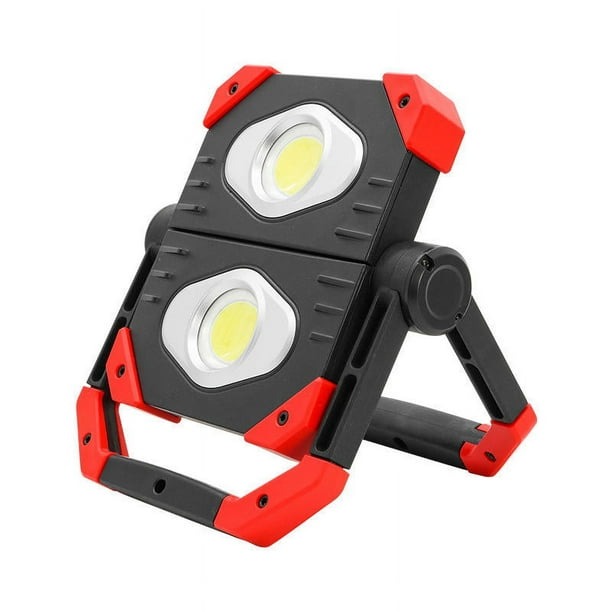 Luz de trabajo LED recargable, 2 focos portátiles plegables COB con base magnética y soporte giratorio de 360°, focos impermeables para camping, emergencia y iluminación de sitios de construcción brillar Electrónica