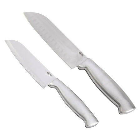 Oster Baldwyn 2-Piece Santoku Knife Set with Stainless Steel Handle