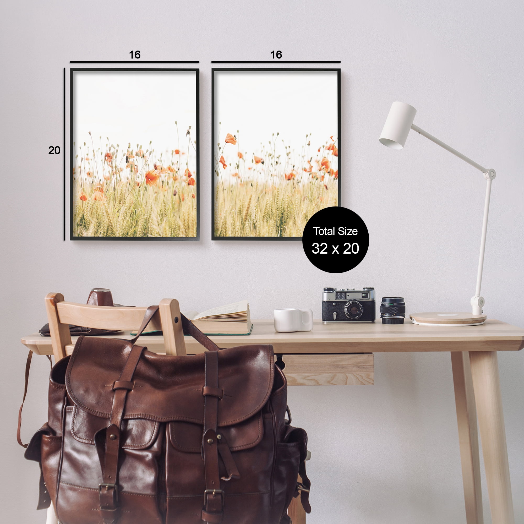 Stupell Industries Rural Poppy Field Landscape Photography Black Framed Art Print Wall Art, 16 x 20