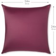 thumbnail image 2 of 24 x 24" Throw Pillowcase (Cover Only) - 85/15 Nylon, Spandex - Luxurious, Silky, Stretchy & Soft - 1 Pcs Solid Color - A Perfect Choice for Couch Chairs Sofa Bed Adult/Kids Bedroom, Burgundy - Merlot, 2 of 7