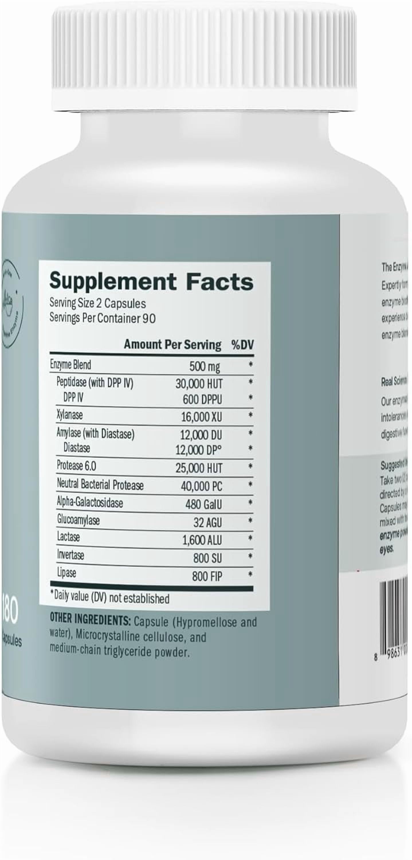 Houston Enzymes TriEnza Digestive Enzymes – Broad Spectrum Enzyme Supplement for Gut Health & Digestive Health Support – 180 Capsules
