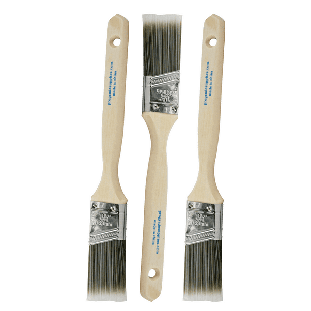 Pro Grade Premium Paint Brushes 1 inch Angle Sash Brush 3 Pack