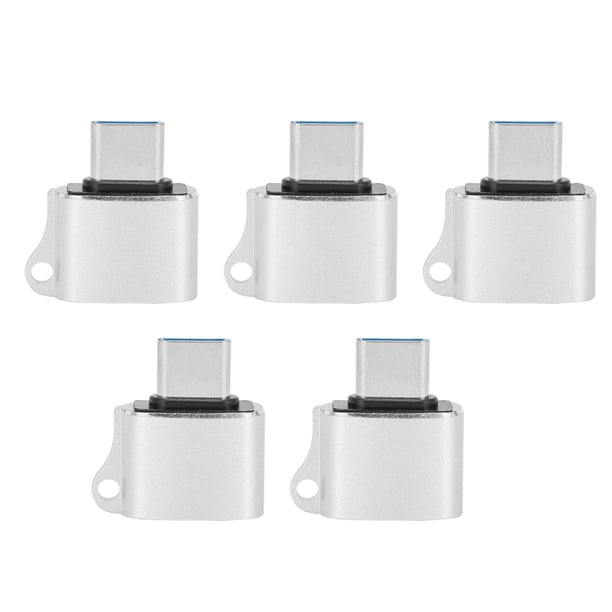 Adaptador OTG tipo C macho a USB 2.0 de 5 piezas Convertidor de datos portátil Accesorio de computadora Plata