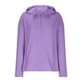 thumbnail image 4 of Women's Sun Protection Hoodie Full Zip Long Sleeve Active Jackets Outdoor Comfortable Hiking Running Hooded Coats Purple L, 4 of 8