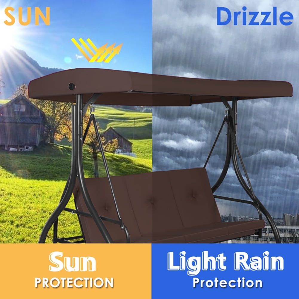 Aimee Lii 3 Seats Converting Outdoor Swing Canopy Hammock with Adjustable Tilt Canopy, Swing Chair Outdoor, Brown Aimee Lii 3 Seats Converting Outdoor Swing Canopy Hammock with Adjustable Tilt Canopy, Swing Chair Outdoor, Brown