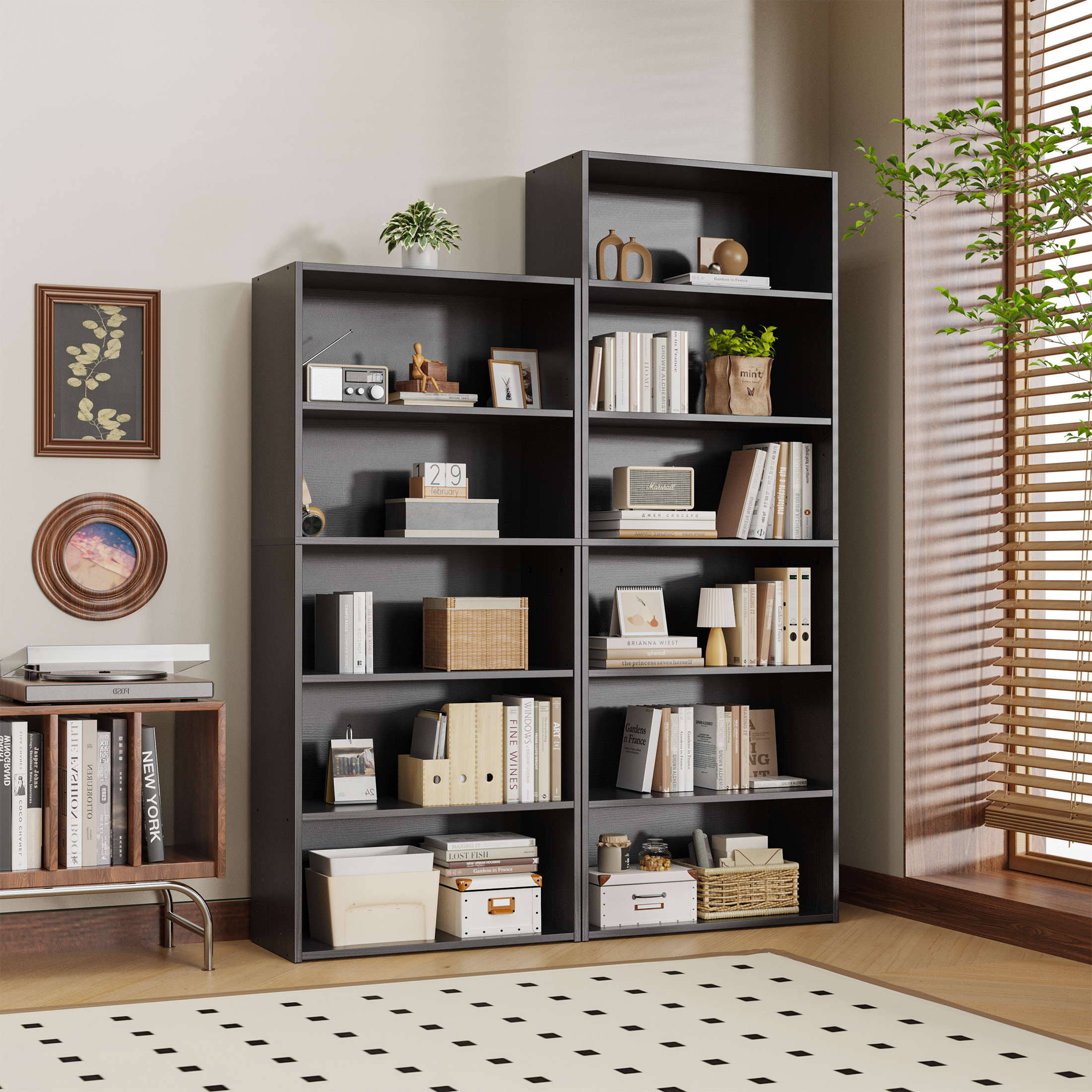 EDX 6-Tier Bookcase, Black, 63 Inches Tall photo 5