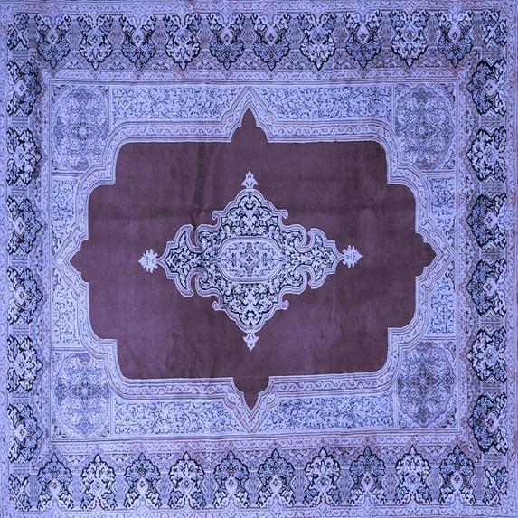Ahgly Company Indoor Square Medallion Blue Traditional Area Rugs, 6' Square