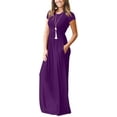 thumbnail image 2 of U.Vomade Femmes Manches Courtes Col Rond Poche Décontractée Longue Dress, 2 of 4