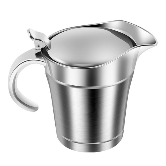 Insulated Gravy Boat 450ml Gravy Jug with Hinged Lid Double Wall Insulated Sauce Pitcher Stainless Steel Sauce Jug Portable Gravy Warmer Pitcher Gravy Boat for Dinner Party Gathering