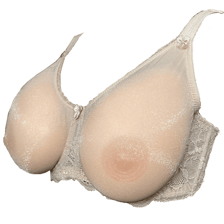 

BIMEI See Through Bra CD Lace Mastectomy Lingerie Bra Silicone Breast Forms Prosthesis Pocket Bra with Steel Ring 9018 Beige 40C