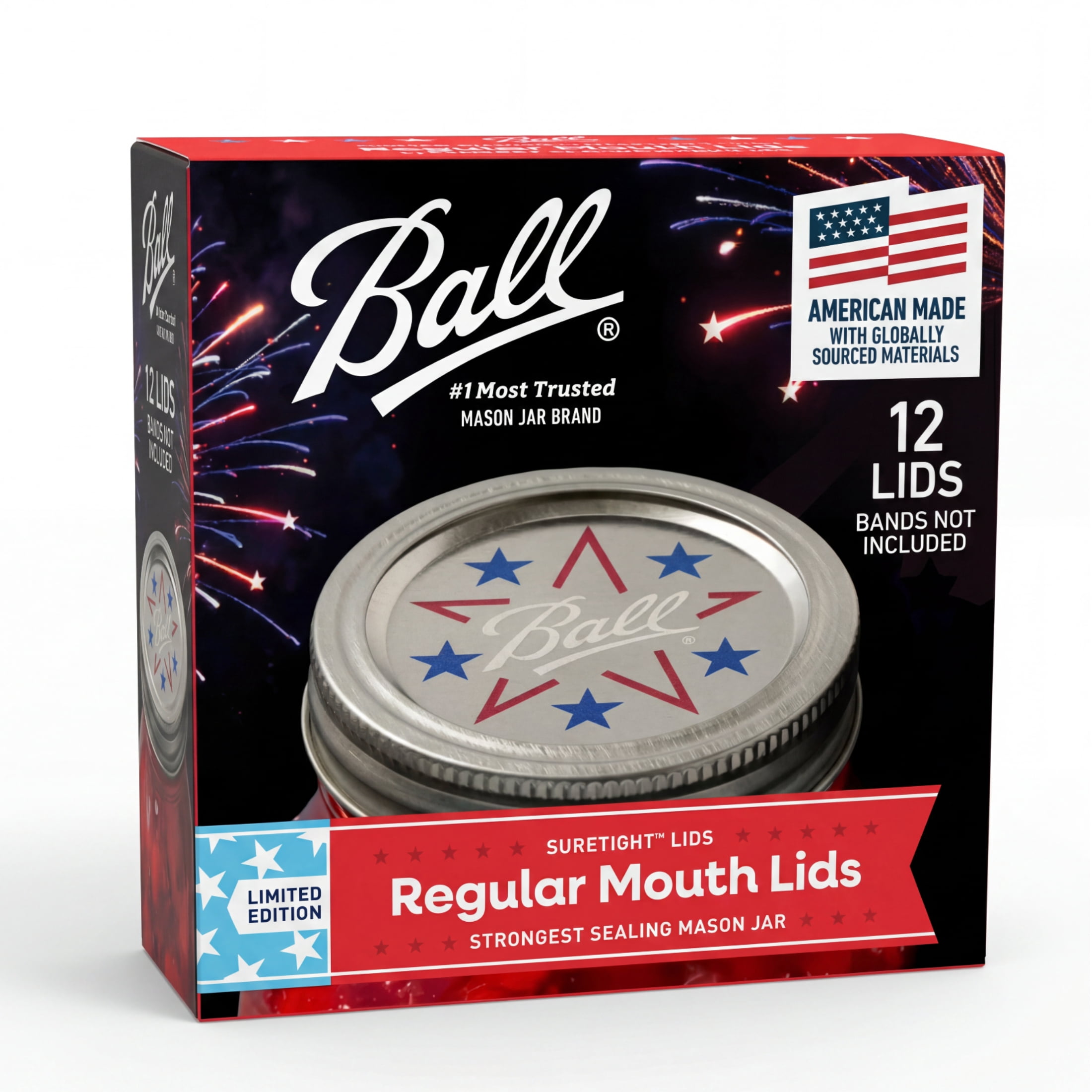 (3 pack) Ball Limited Edition Americana Mason Jar Lids, Regular Mouth Lids for Mason Jars, 12 Pack