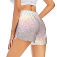 thumbnail image 2 of Uemuo Glitter Light Pearl Pattern Women's Athletic Shorts High Waisted Running Shorts with Liner Pockets Gym Elastic Workout Shorts-Small, 2 of 9