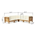 thumbnail image 4 of GDF Studio Ravello Outdoor V-Shaped Acacia Wood Sectional Sofa Set with Cushions, Brown, 4 of 8