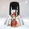 thumbnail image 1 of Robes Formelles pour Femmes 2023 Invitée de Mariage Robe à Col Rond pour Femme à Manches Longues Patchwork Joyeux Noël Imprimée Grande Robe Grande Taille Robes Formelles en Liquidation, 1 of 3